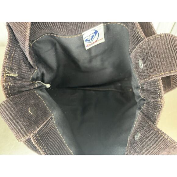 Roxy Tote Bag Y2k Brown Corduroy Front Pocket Vintage Top Handle - Picture 3 of 7
